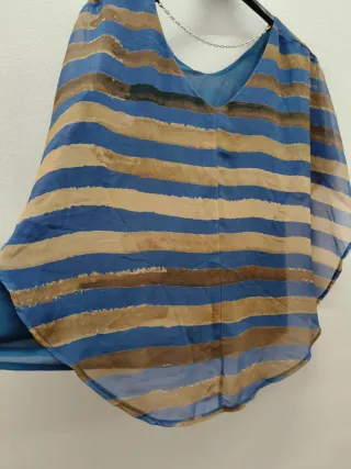 Blusa a righe beige e blu Taglia S/M