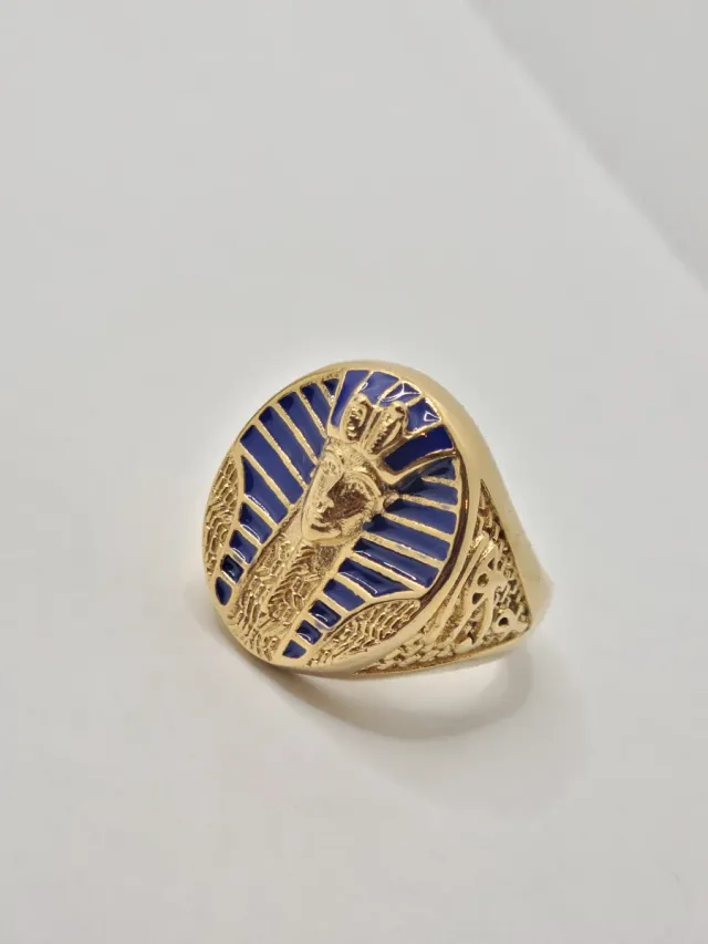 Anillo Faraón Egipcio Acero Quirúrgico Chapado oro