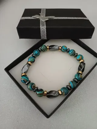 Bracciale con perle oro e turchesi