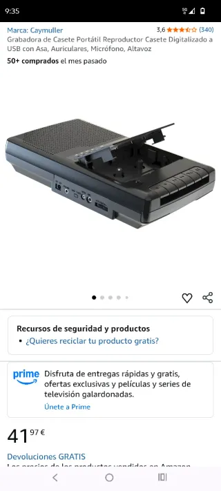 Grabadora Casete Caymuller Portátil USB