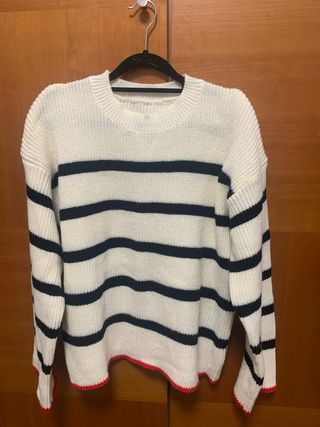Jersey de punto rayas blanco y azul