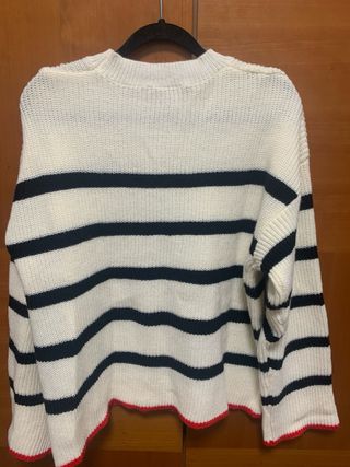 Jersey de punto rayas blanco y azul