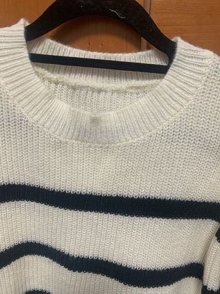 Jersey de punto rayas blanco y azul