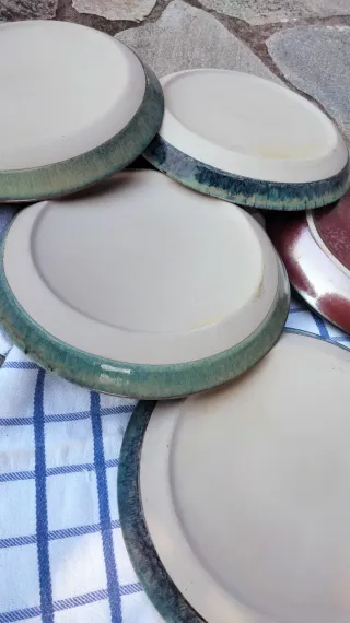 Set 6 piatti ceramica blu e verdi