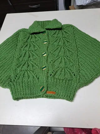 Toquilla tejida verde 10-12 años hecha a mano