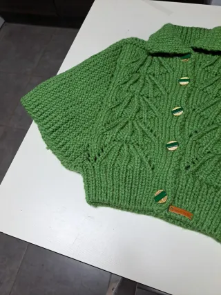 Toquilla tejida verde 10-12 años hecha a mano