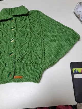 Toquilla tejida verde 10-12 años hecha a mano