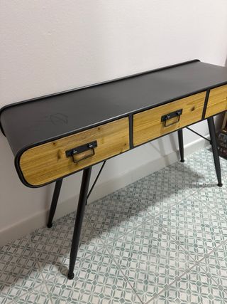 Consola recibidor retro metal y madera
