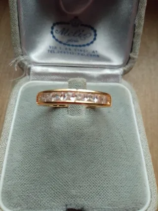 Anello veretta vintage zirconi bianchi oro