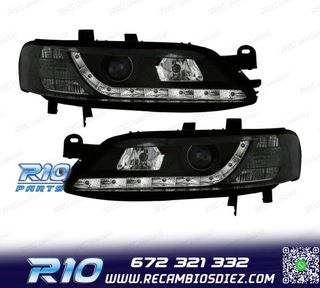 FAROS PARA OPEL VECTRA B 96-98 LUZ DIURNA LED FONDO NEGRO