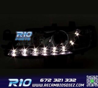 FAROS PARA OPEL VECTRA B 96-98 LUZ DIURNA LED FONDO NEGRO