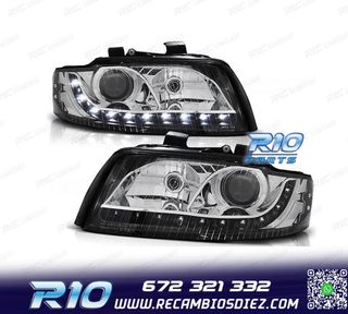 FAROS AUDI A4 B6 00-04 LUZ DIURNA FONDO NEGRO