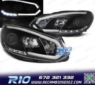 FAROS VOLKSWAGEN VW GOLF 6 08-12 TUBE LIGHT DRL FONDO NEGRO