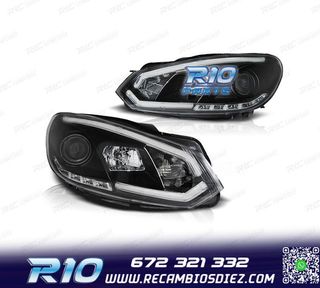 FAROS VOLKSWAGEN VW GOLF 6 08-12 TUBE LIGHT DRL FONDO NEGRO