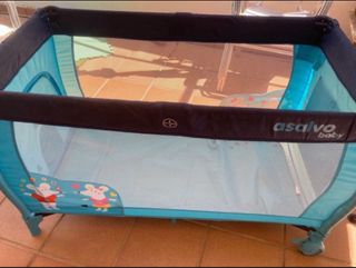 Cuna de viaje azul ratoncitos Asalvo