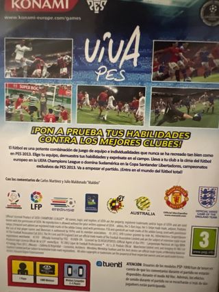 Juego PSP PES 2013 Pro Evolution Soccer