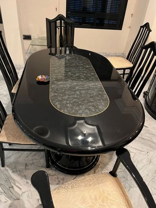 Conjunto comedor lujo: mesa y 6 sillas