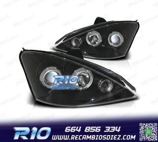 FAROS FORD FOCUS 01-05 OJOS ANGEL FONDO NEGRO