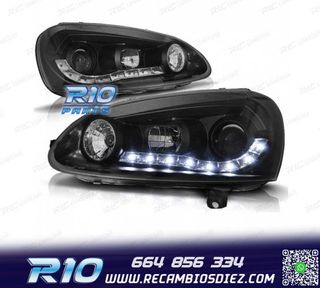 FAROS VOLKSWAGEN VW GOLF MK5 03-08 FONDO NEGRO LUZ DIURNA LE