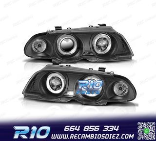 FAROS BMW E46 4 PUERTAS 98-01 OJOS ANGEL FONDO NEGRO