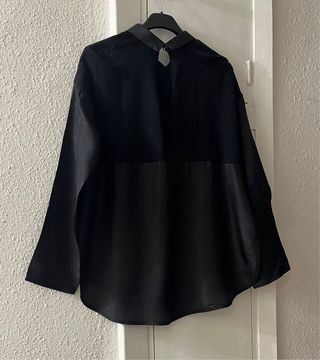 Blusa Negra Raso/Punto