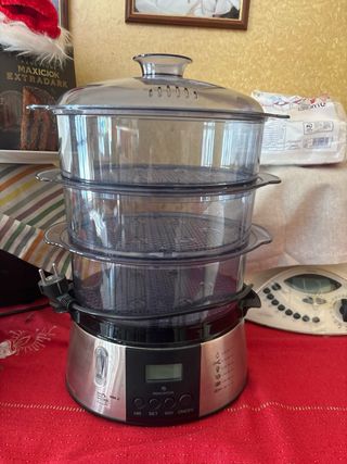 Vaporiera Elettrica Trasparente e Argento