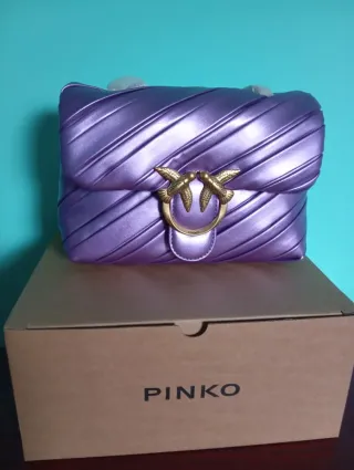 Bolso Pinko Love Puff Mini Metal PU Morado