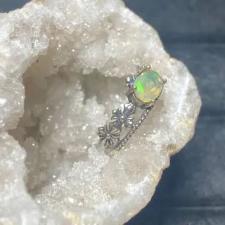 Anillo Plata 925 Ópalo Natural Flores