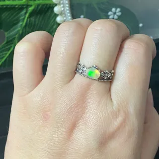 Anillo Plata 925 Ópalo Natural Flores