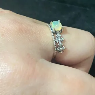 Anillo Plata 925 Ópalo Natural Flores