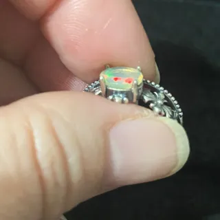 Anillo Plata 925 Ópalo Natural Flores