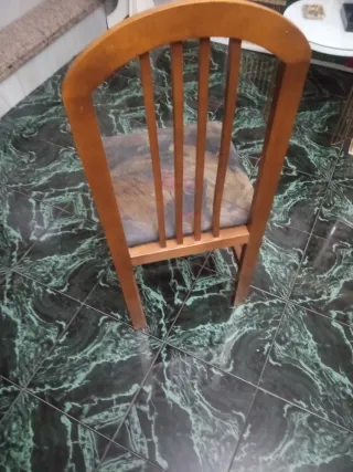 4 Sedie in Legno Massello Imbottito Multicolore