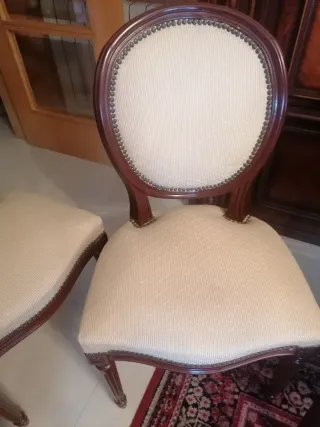 Sillas Luis XV (6) Madera y Tela