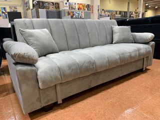 Sofá Cama Gris Terciopelo con Arcón