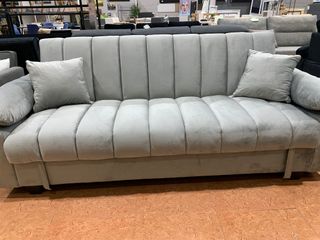 Sofá Cama Gris Terciopelo con Arcón