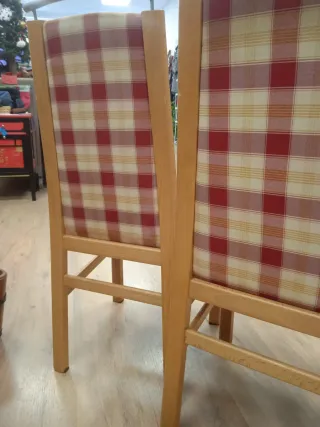 Pareja sillas cocina tela y madera