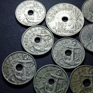 C001 25 céntimos 1937 + serie completa 50 céntimos