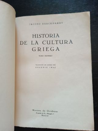 1935. Historia de la cultura griega Tomo I - Jacob
