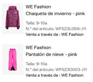 Conjunto lote ropa esquí 9-10 años