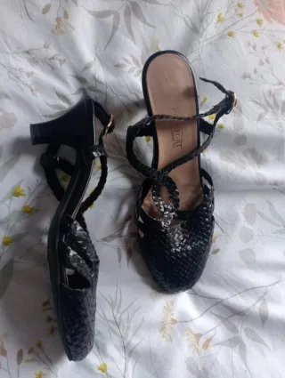 Sandalias Tacón Negro Mujer