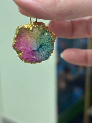 Colgante Ágata Multicolor Baño Oro