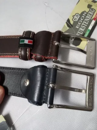 Set 2 Cinture Uomo Pelle Blu e Marrone