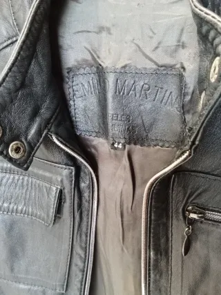 Cazadora cuero negra talla 44
