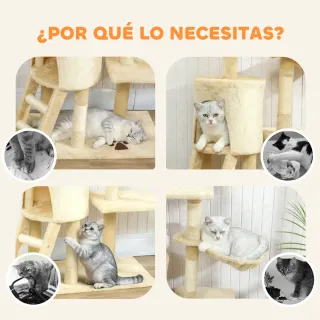 Árbol Rascador Gatos 134cm 6 Postes