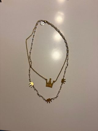 Doppia collana Airoldi con corone in acciaio