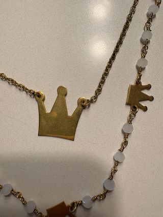 Doppia collana Airoldi con corone in acciaio