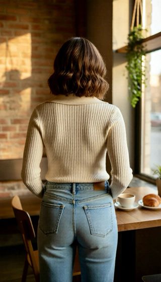 Maglione donna beige girocollo