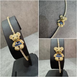 Conjunto Osito 18k piedras azules