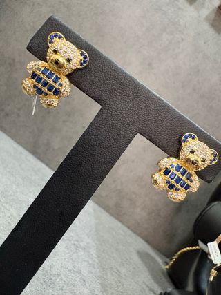 Conjunto Osito 18k piedras azules