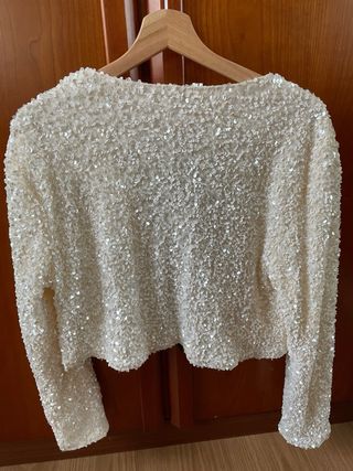 Chaqueta fiesta lentejuelas lazos negros